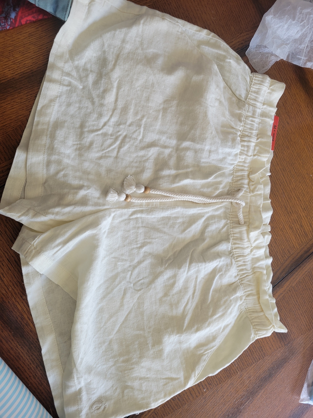 Nwt Hang Ten Cream Drawstring Paperbag Waist Shorts - Picture 3 of 4